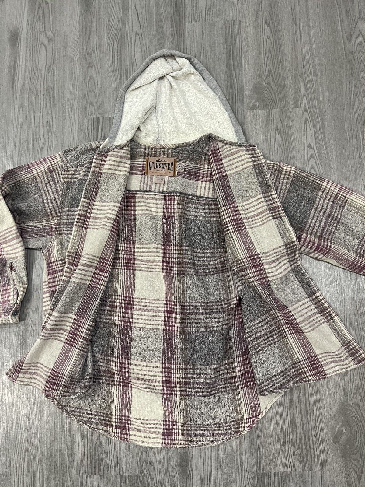 Quiksilver Quiksilver Saltwater denim plaid oversized hooded flannel Size US M / EU 48-50 / 2 - 10 Thumbnail