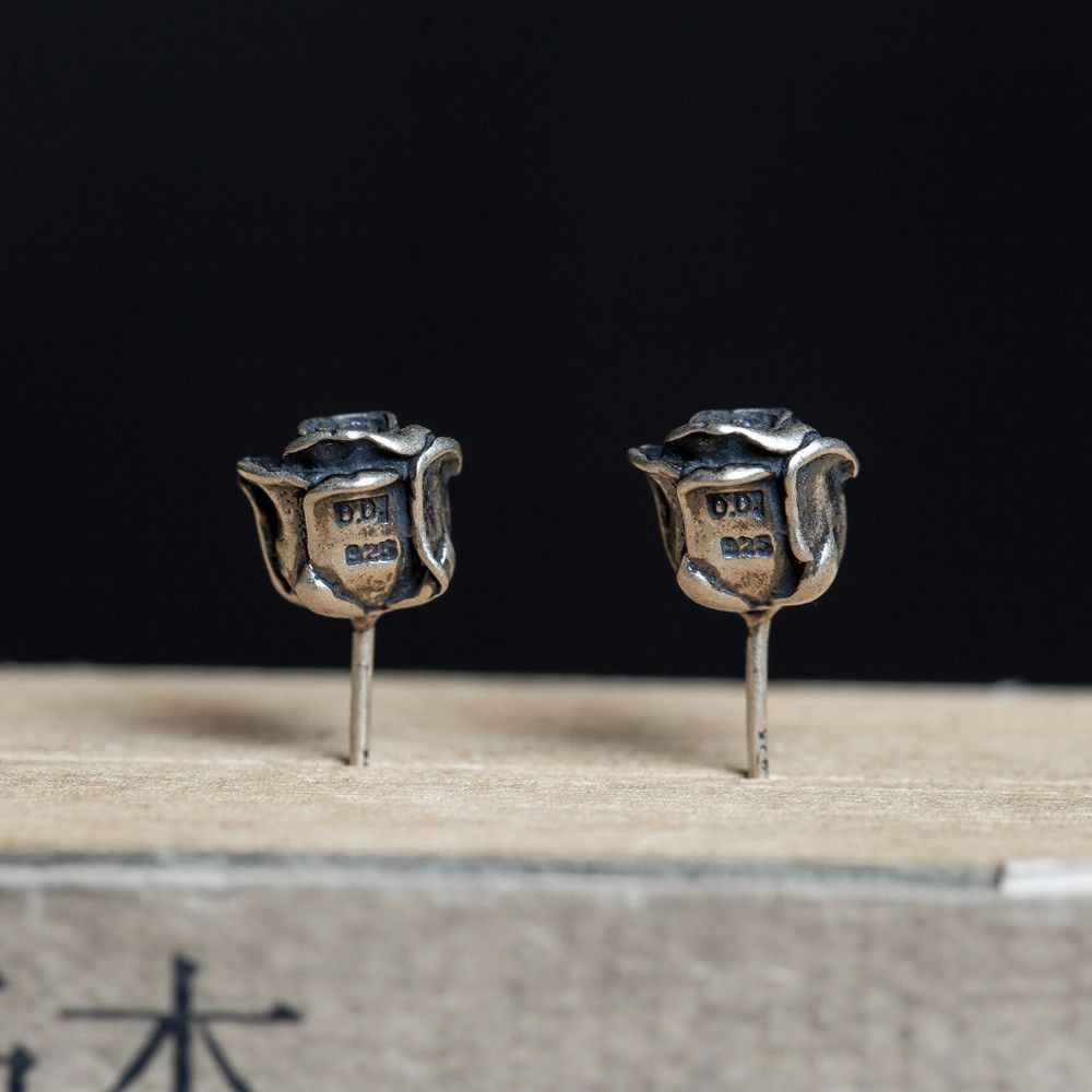 Jewelry Flowers Dark Earrings One Pairs Chrome Jewelry Size ONE SIZE - 3 Thumbnail