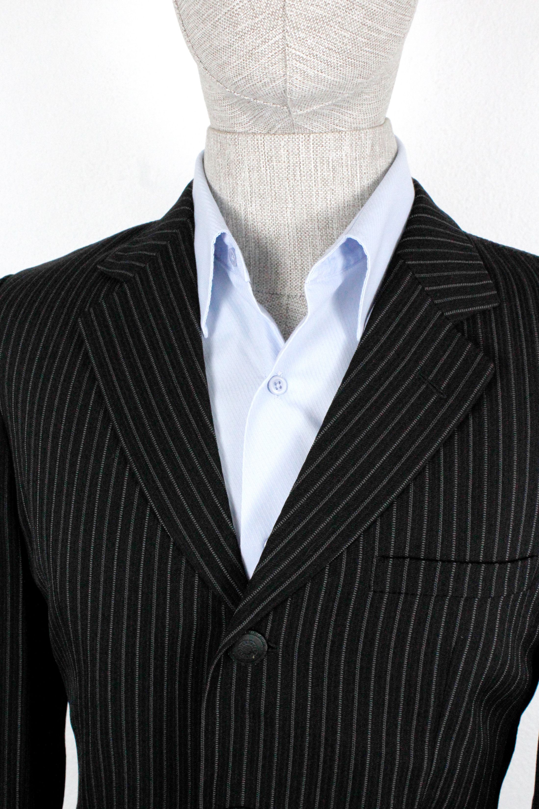 Versace Vintage Versace Classic V2 Striped Knit Black Blazer Jacket Size US M / EU 48-50 / 2 - 3 Thumbnail