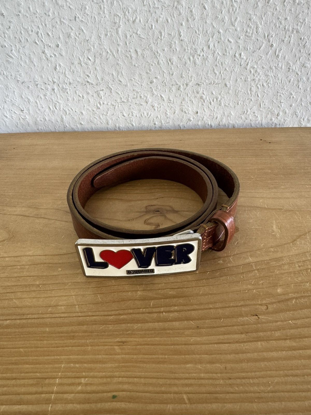 Dsquared2 Lover Heart Buckle Leather Belt Size 30 - 2 Thumbnail