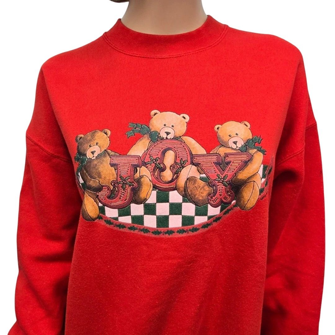 Vintage 90s Miller Sweatshirt XL Joy Teddy Bear Christmas Mockneck Size XL / US 12-14 / IT 48-50 - 4 Thumbnail