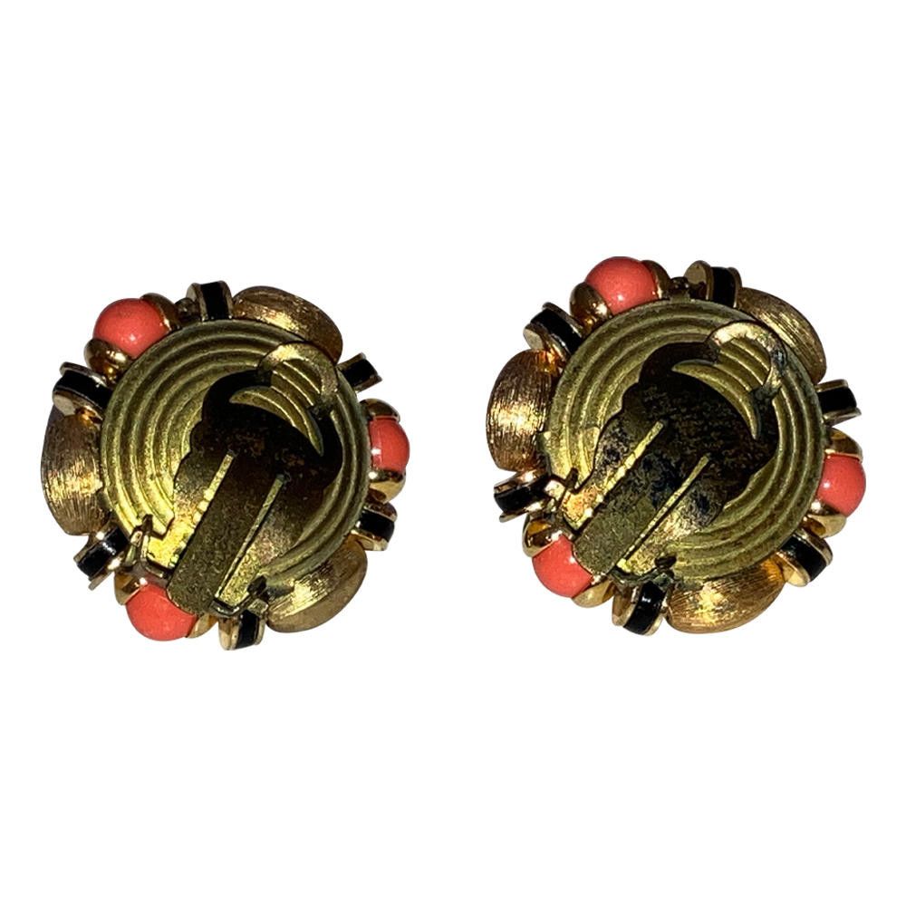 Designer Francoise Montague French Pink Black and Pearl Earrings Size ONE SIZE - 3 Thumbnail