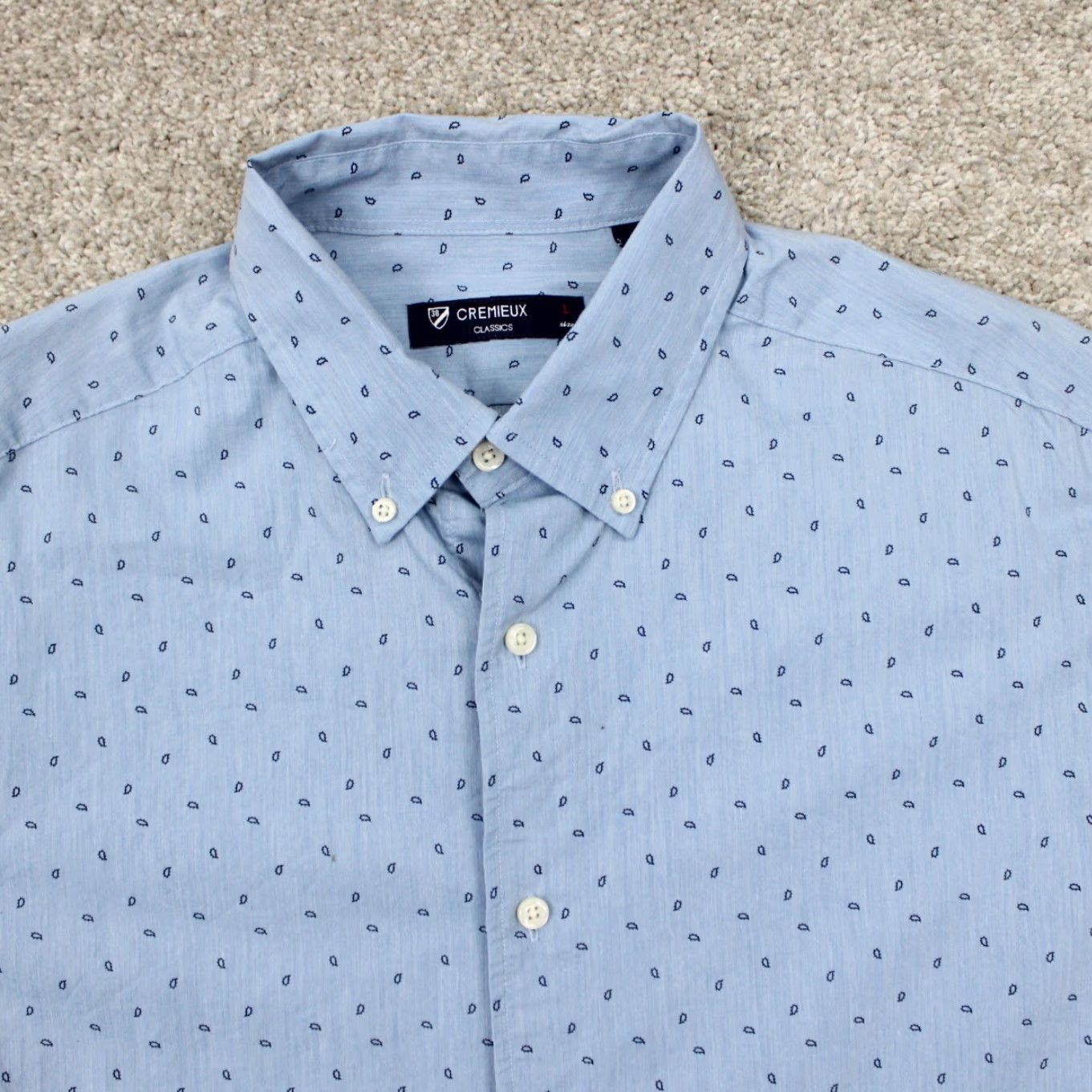 Cremieux Cremieux Classics Shirt Mens Large Blue Geometric AOP All Over Print Cotton L/S Size US L / EU 52-54 / 3 - 6 Thumbnail