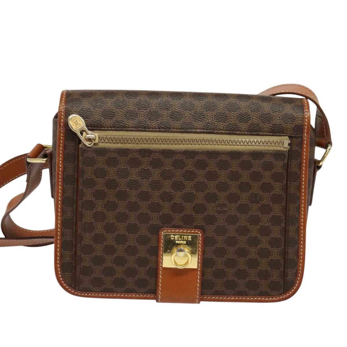 Celine CELINE Macadam Canvas Shoulder Bag Pvc Leather Brown Gold Size ONE SIZE - 2 Thumbnail