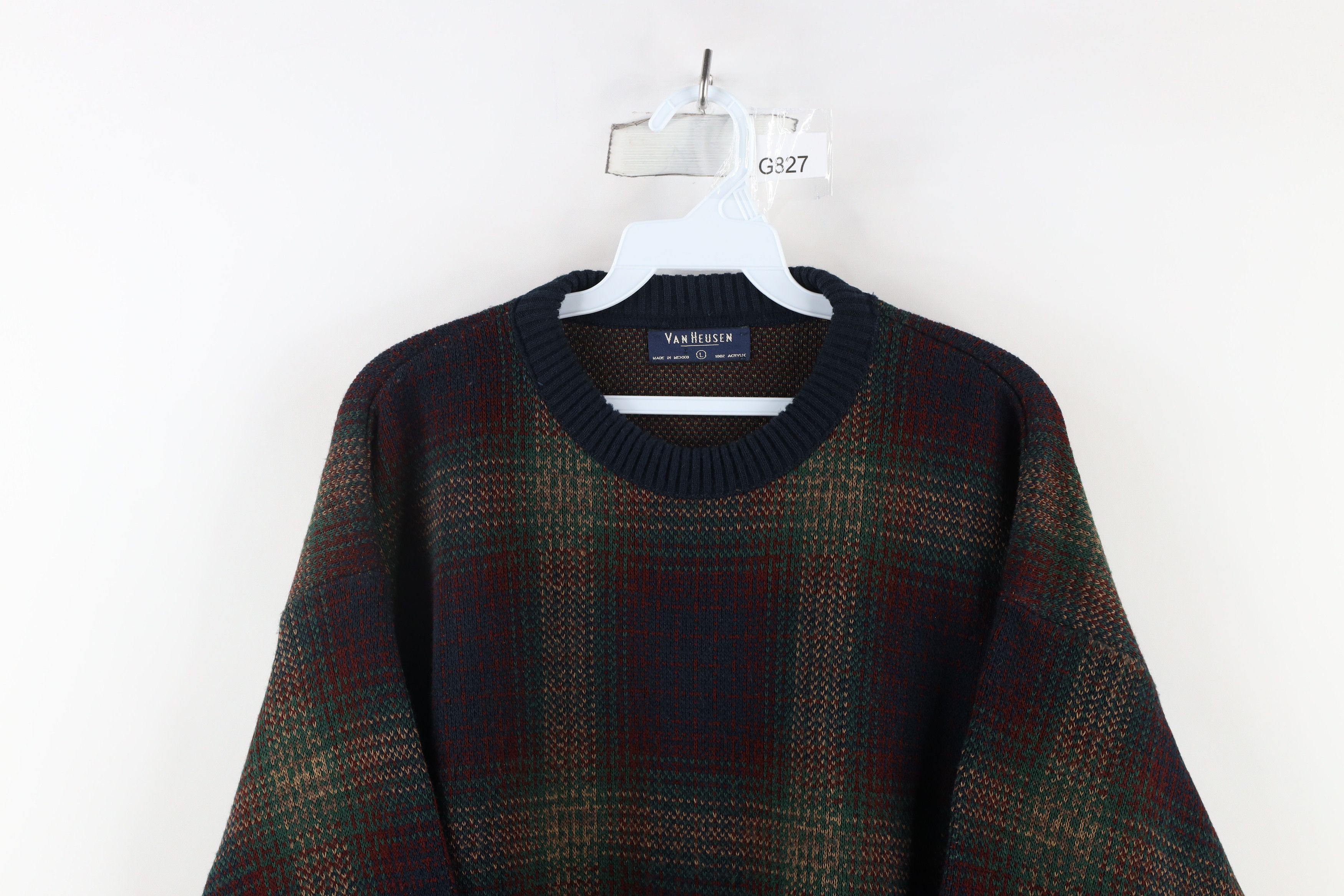 Vintage Vintage 90s Streetwear Plaid Knit Crewneck Sweater Acrylic Size US L / EU 52-54 / 3 - 2 Thumbnail