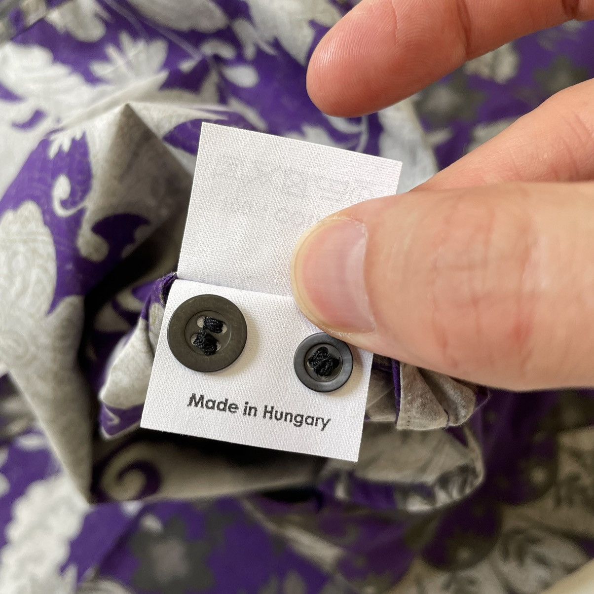 Dries Van Noten Purple / Gray Floral Print Cotton Shirt Size US M / EU 48-50 / 2 - 11 Thumbnail