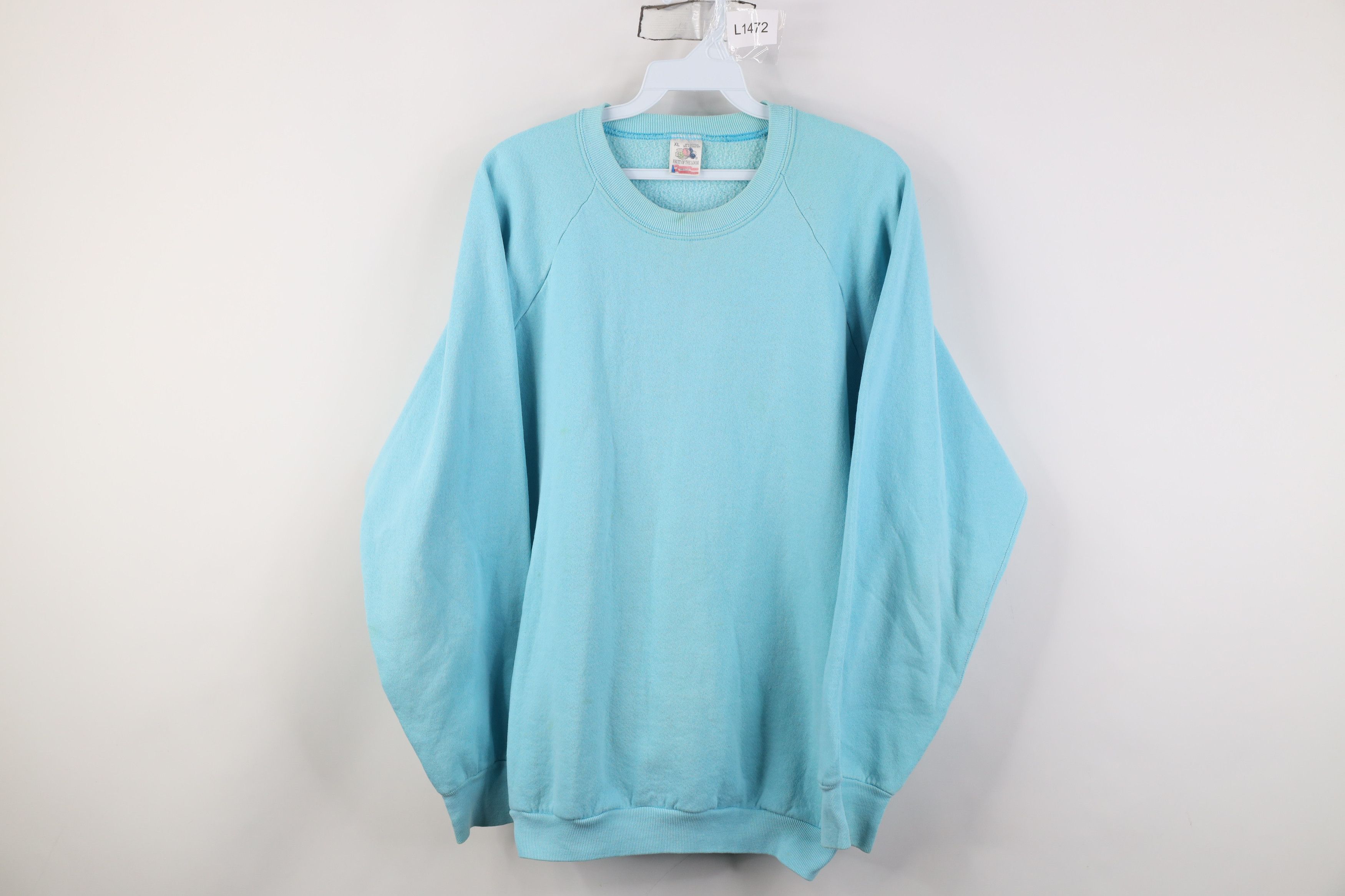 Vintage Vintage 90s Streetwear Crewneck Sweatshirt Light Blue USA Size XL / US 12-14 / IT 48-50 - 1 Thumbnail