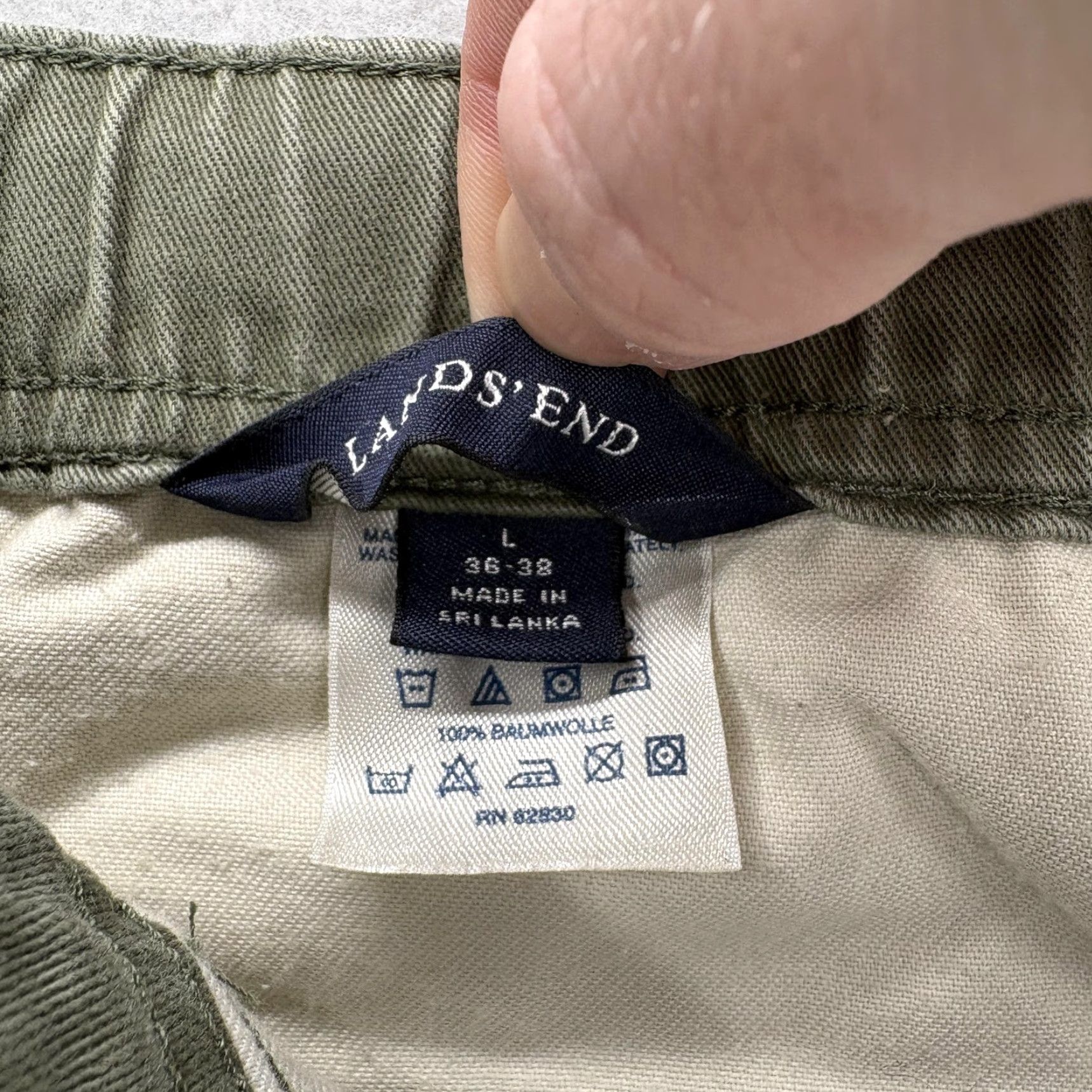 Lands' End Lands' End Cargo Pants Mens Large Green Classic Fit Elastic Waist Workwear NWT Size US 33 - 3 Thumbnail