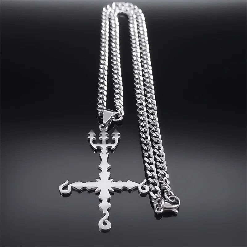 Jewelry 666 Satan Inverted Cross Trident Demonic Pendant Talisman Size ONE SIZE - 3 Thumbnail