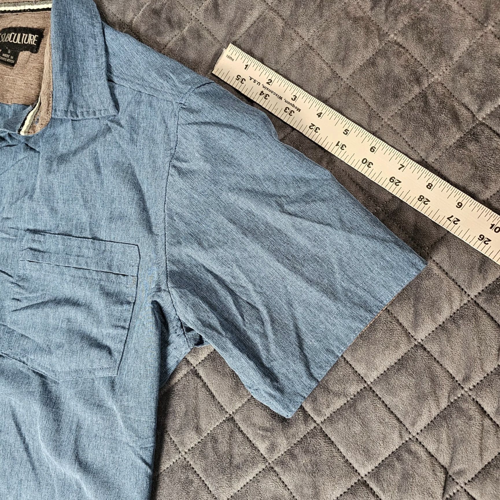 D.Exterior Subculture Button-Down Shirt for Men Small Blue Exterior Gray Short Sleeve Size US S / EU 44-46 / 1 - 5 Thumbnail