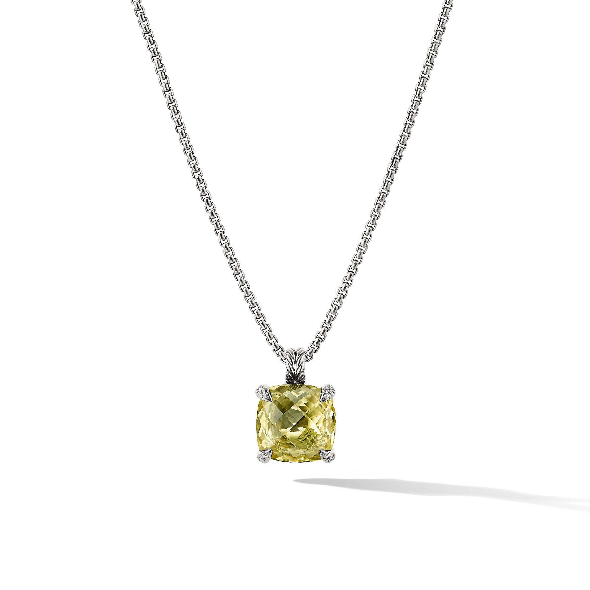 o1w1db10325 Pendant Necklace with Lemon Citrine and Diamonds
