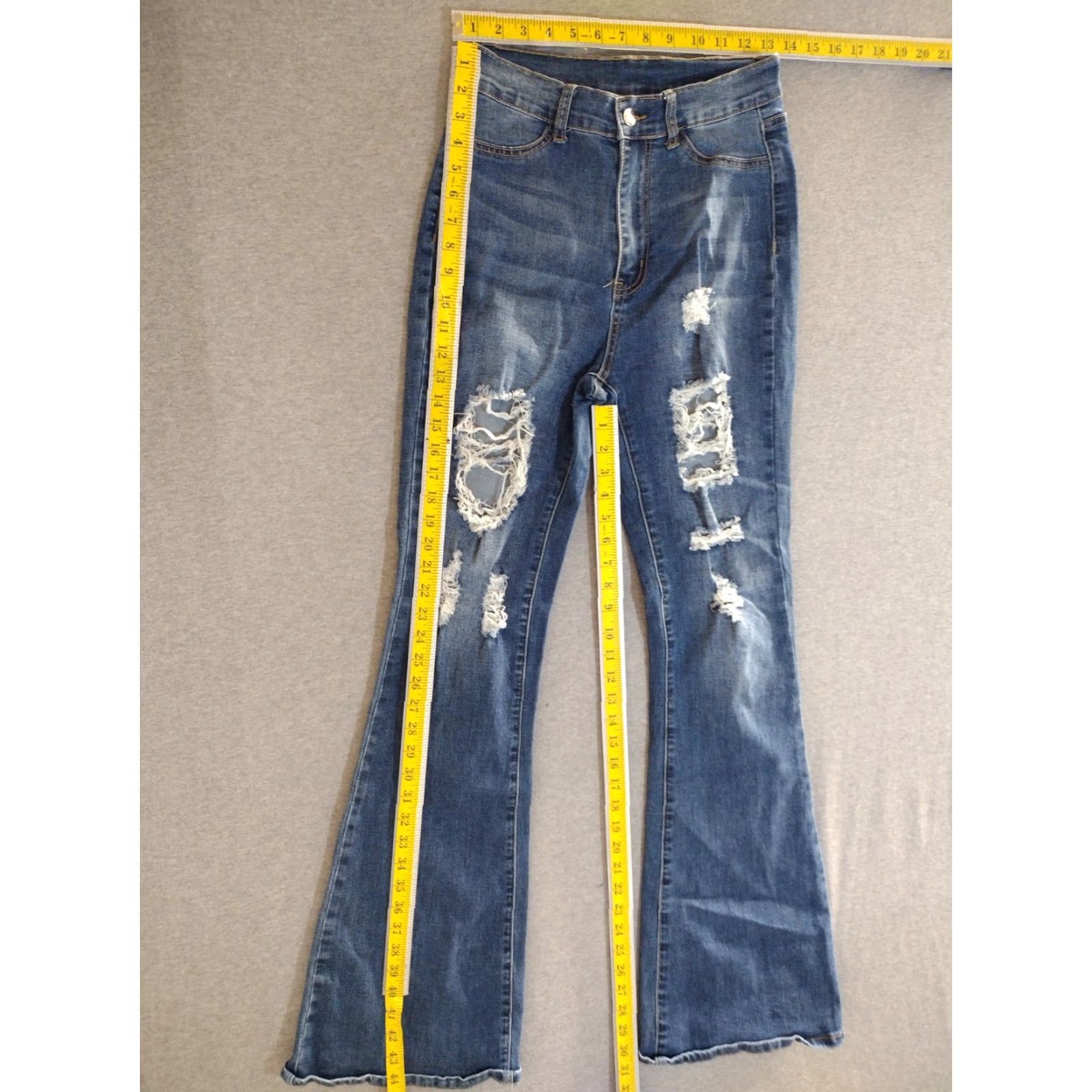 Shein SHEIN Distressed Women's High Rise Bell Bottoms Jeans Size 28 Size 28" / US 6 / IT 42 - 4 Thumbnail