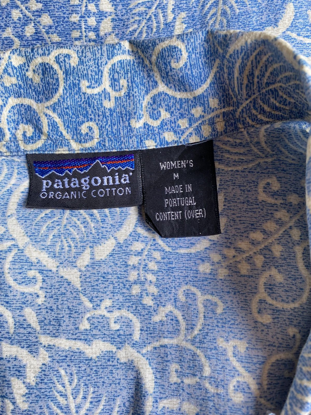 Patagonia Patagonian ORGANIC Blue Leaf Print Short-Sleeve Shirt Size ONE SIZE - 4 Thumbnail