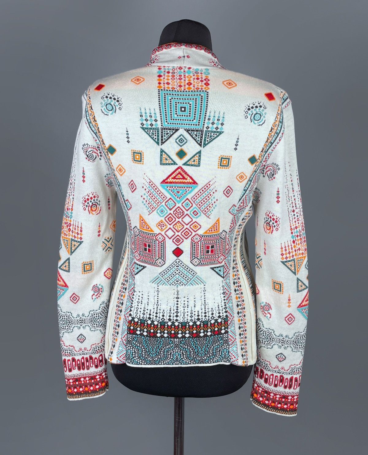Designer IVKO Cotton Knit Multi Pattern V-Neck LS Jumper Size 36 Size S / US 4 / IT 40 - 7 Thumbnail