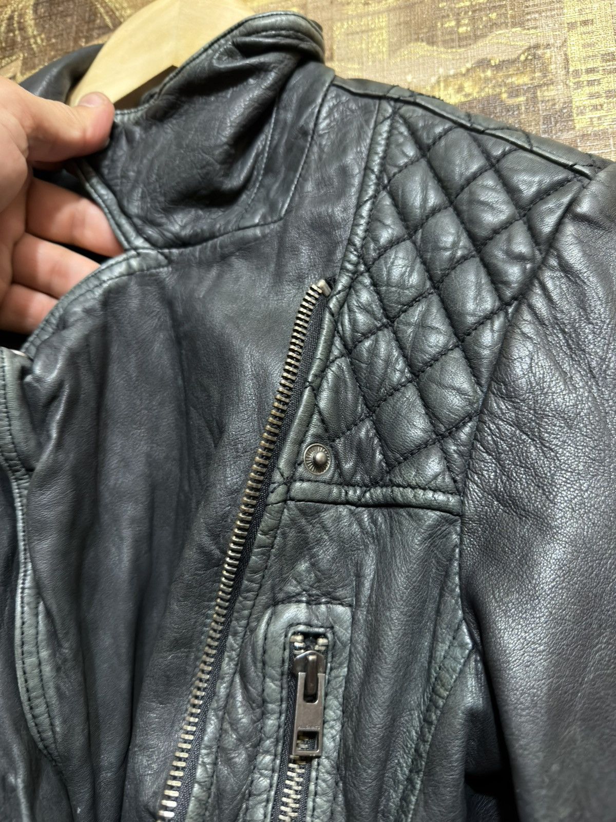 Allsaints ALL Saints Cargo Real Leather Biker Jacket UK10 US 6 EU 38 Size L / US 10 / IT 46 - 7 Thumbnail