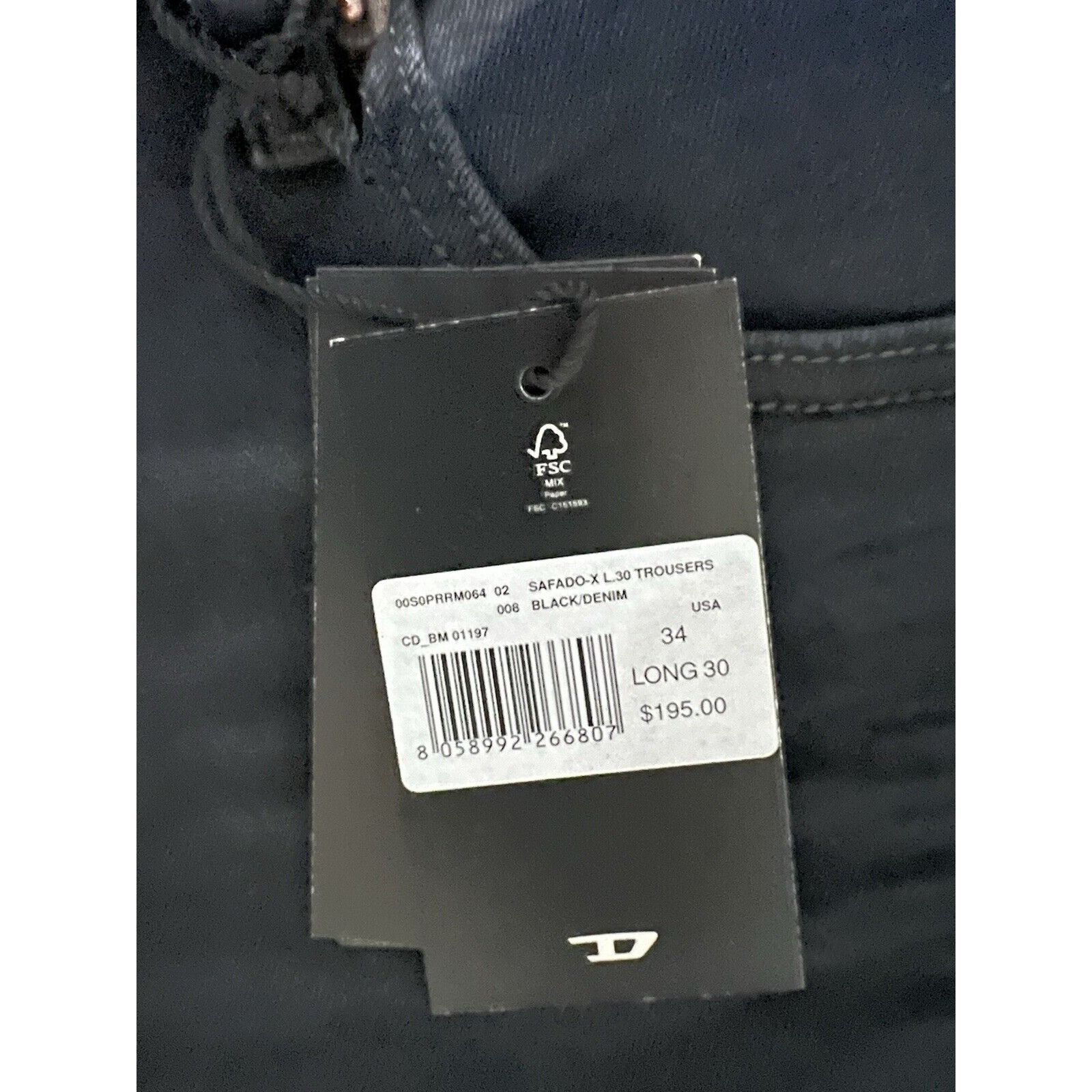 Diesel Diesel Mens Safado Straight Jeans RM064 Black Size 34/30 Size US 34 / EU 50 - 7 Thumbnail