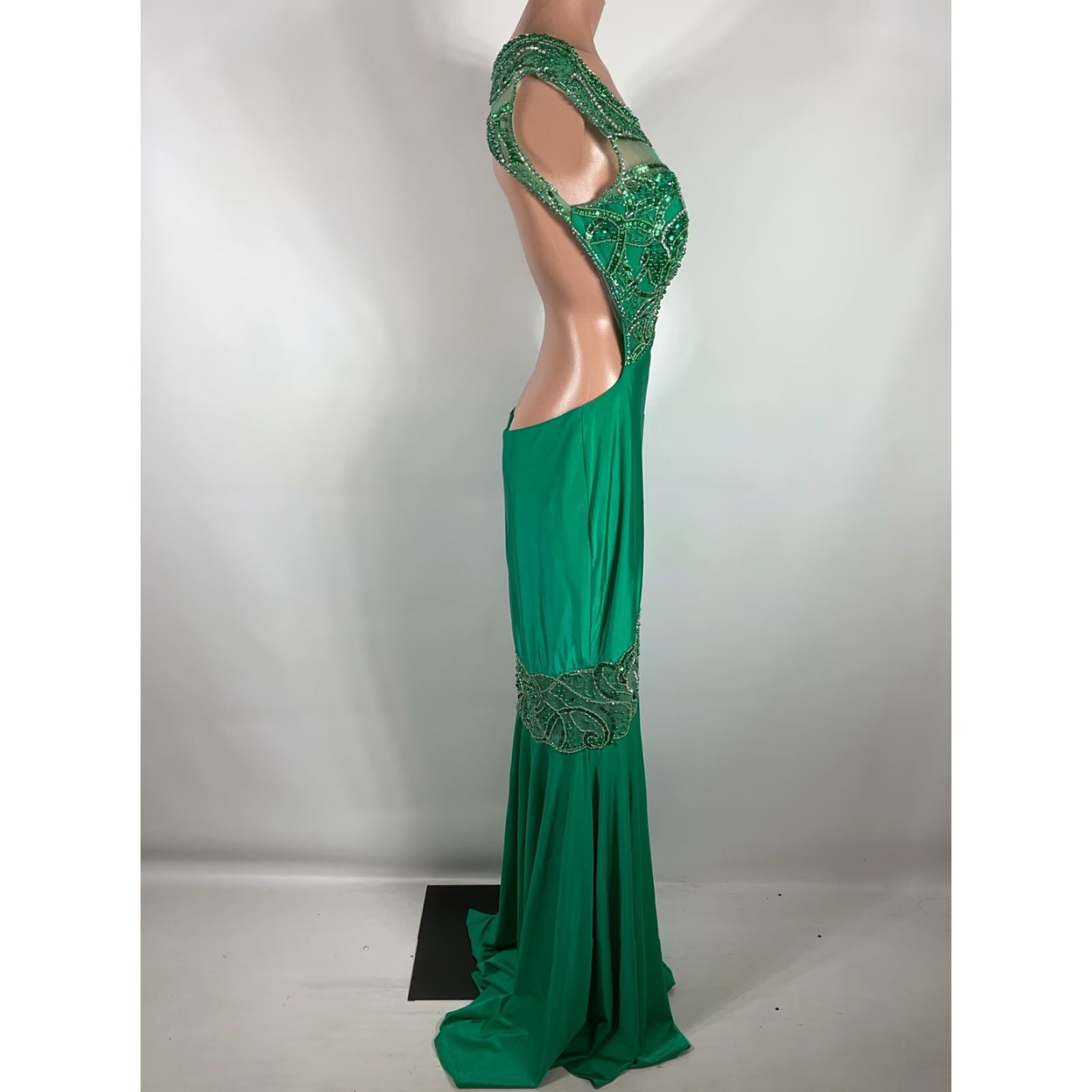emerald green backless formal dress Emerald Sexy Unique RhinestoneVelvet Prom Evening Dress