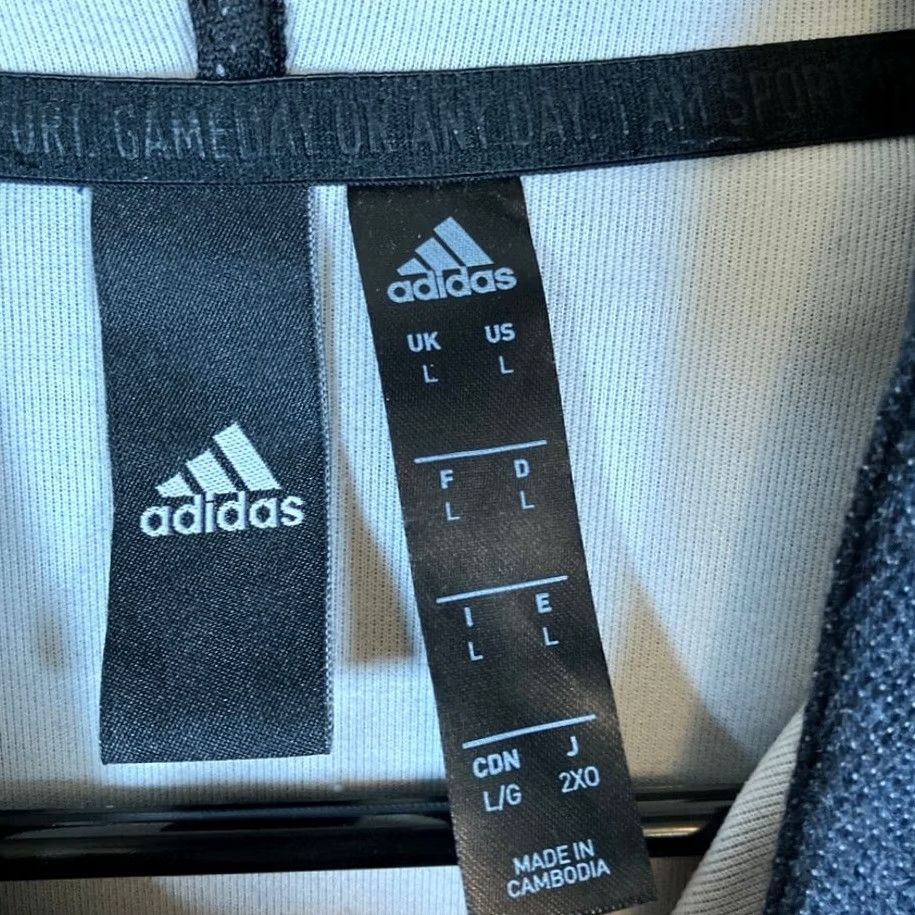 Adidas Adidas Mens Jacket Blue Heathered Full Zip Hoodie Casual Body Warmer L Size US L / EU 52-54 / 3 - 6 Thumbnail
