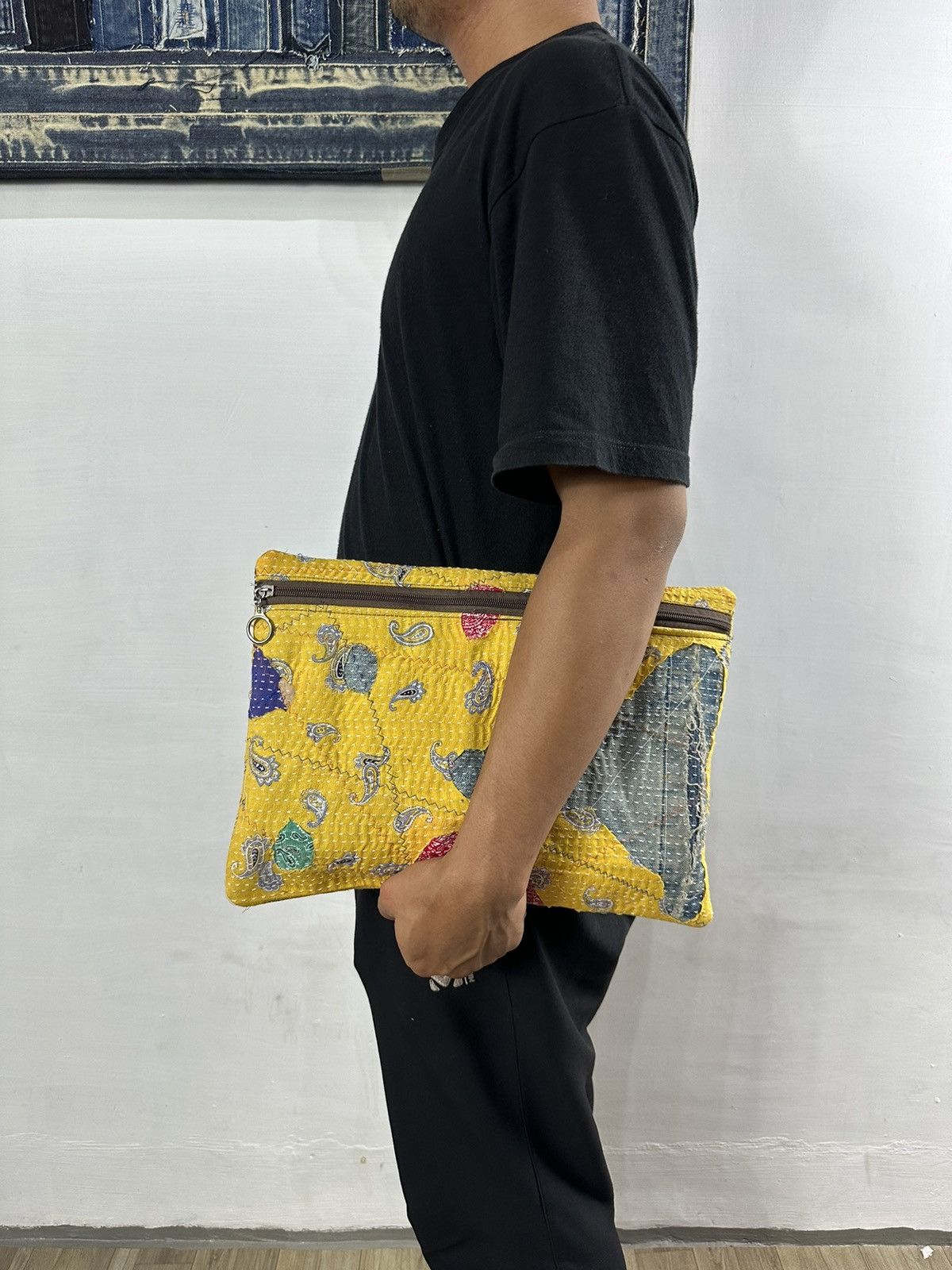 Handmade Custom Made Distressed Boro Patchwork Paisley cutch bag Size ONE SIZE - 2 Thumbnail