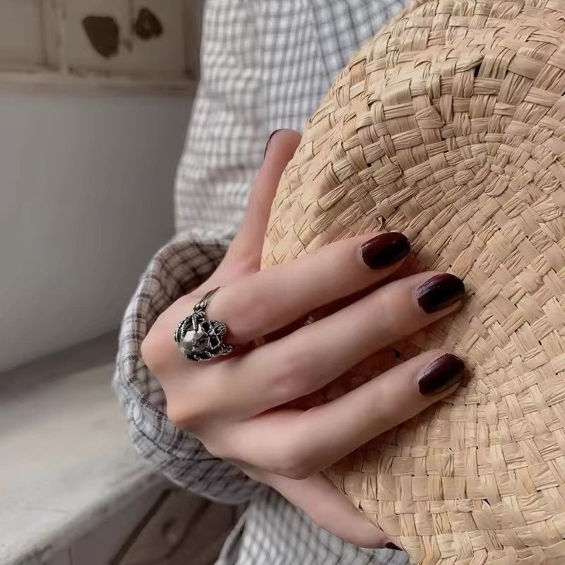 Jewelry Vintage Head Hugging Skull Adjustable Ring Size ONE SIZE - 2 Thumbnail