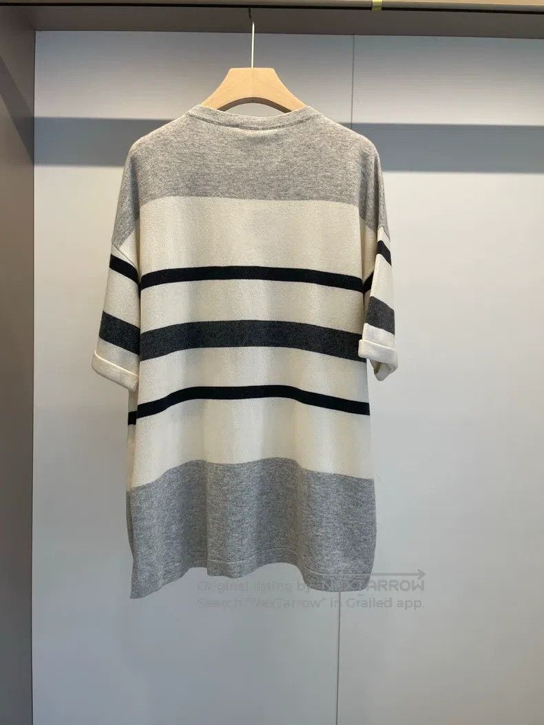Brunello Cucinelli Brunello Cucinelli Gray White Black Striped Cashmere Knitw Size M / US 6-8 / IT 42-44 - 2 Thumbnail