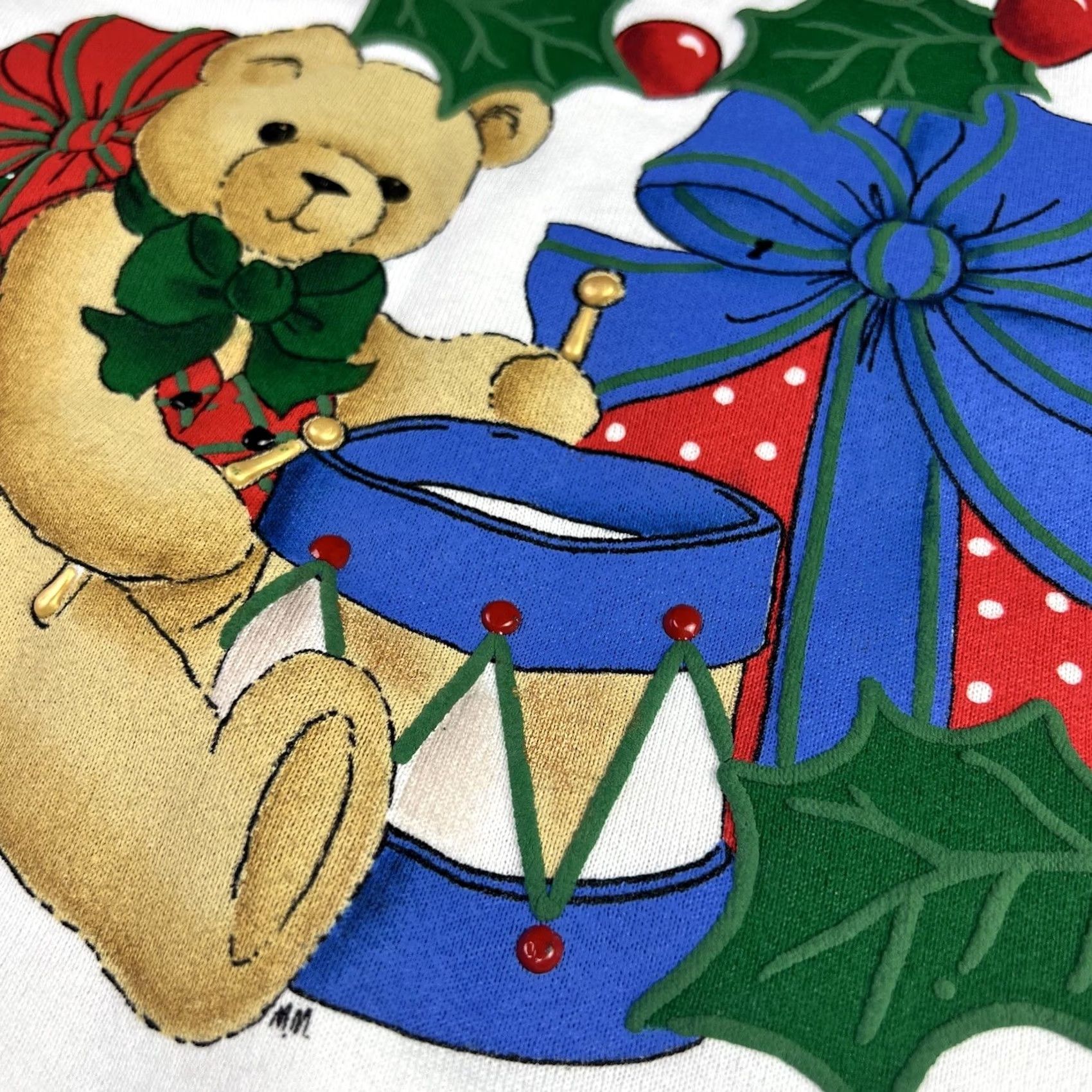 Fruit Of The Loom VINTAGE Christmas Bear Raglan Crewneck Sweatshirt XL Puff Print Made in USA Mens Sweatshirt Size US XL / EU 56 / 4 - 5 Thumbnail