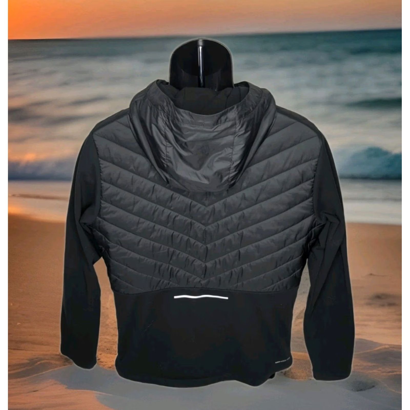 Nike Nike Aerolayer Running Jacket Mens Small Black Quilted Hooded Insulated Puffer Size US S / EU 44-46 / 1 - 5 Thumbnail