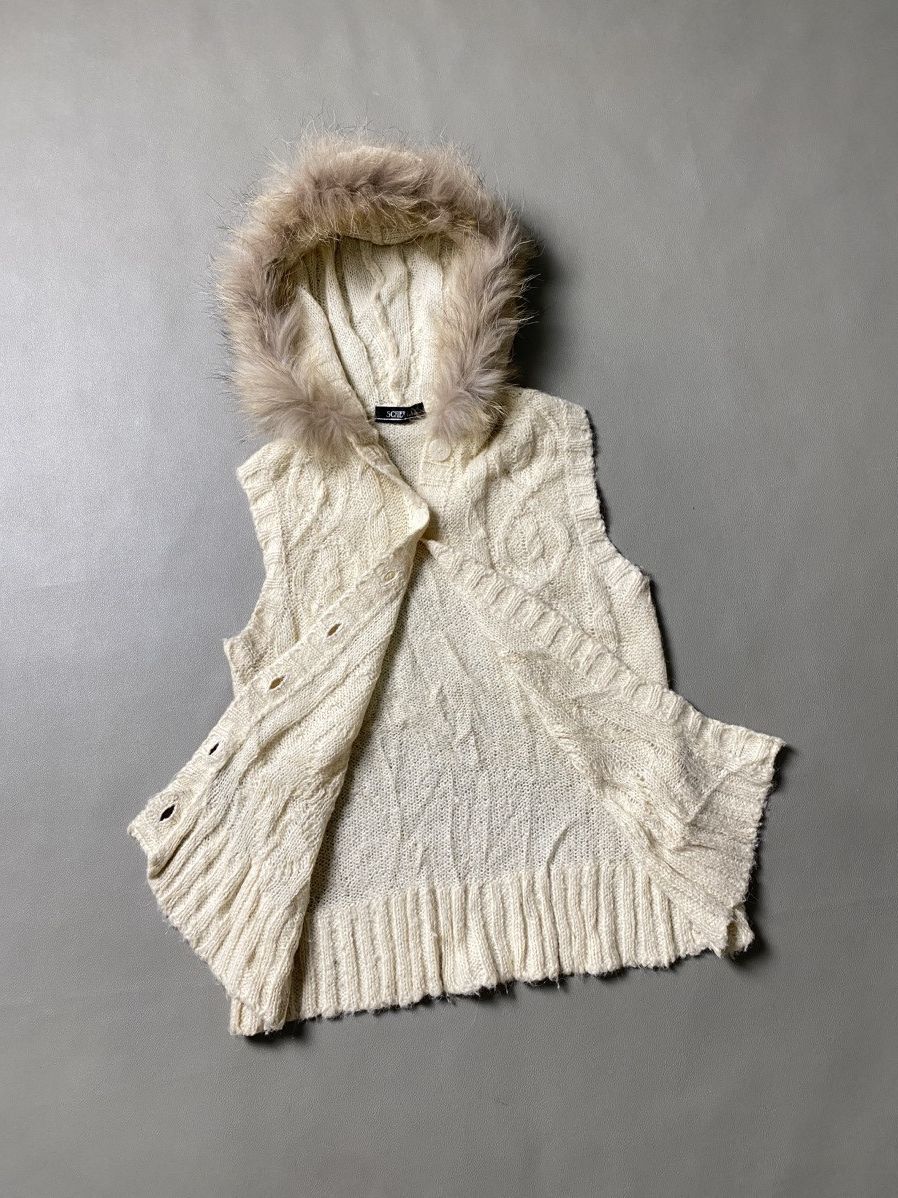 If Six Was Nine × Japanese Brand × Le Grande Bleu (L.G.B.) Scherel Fur Hoodie Vest Knit Patterns Size US S / EU 44-46 / 1 - 2 Thumbnail
