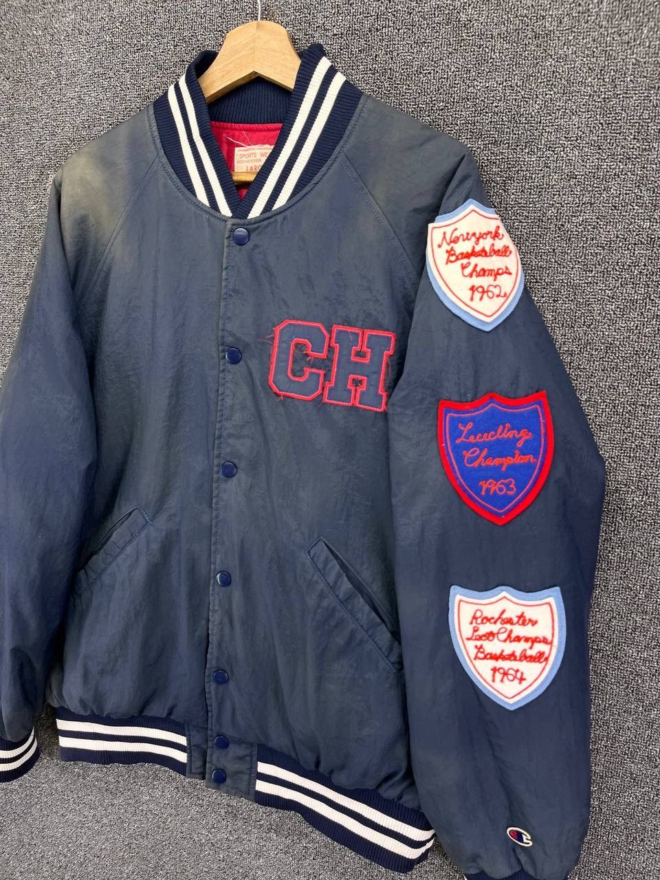 Champion Vintage Champion Rare Patchwork Trashed Varsity Jacket Size US L / EU 52-54 / 3 - 8 Thumbnail