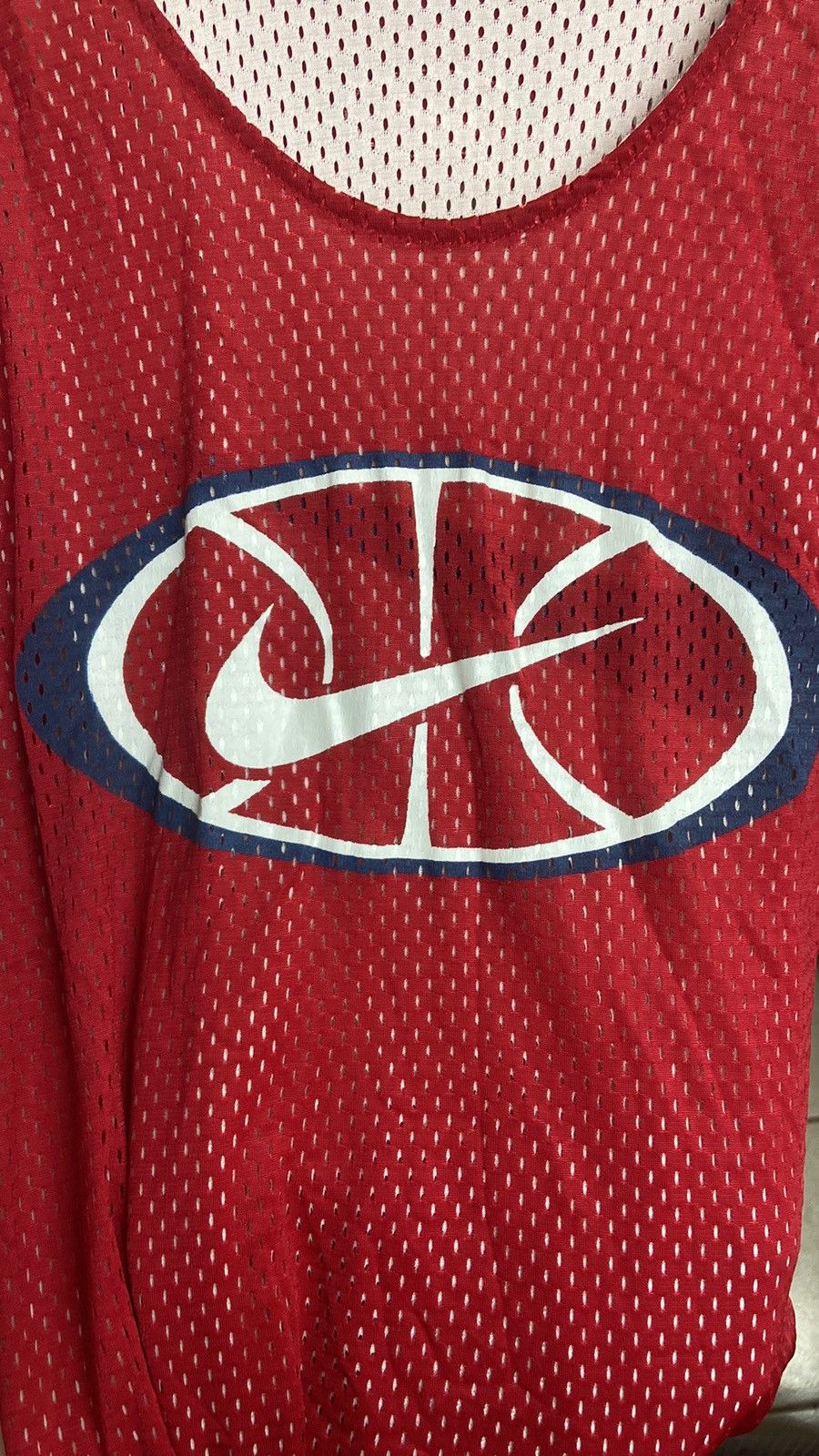 Nike × Vintage Vintage 90’s Nike Red Mesh Sleeveless Basketball Jersey Top Size US XL / EU 56 / 4 - 3 Thumbnail
