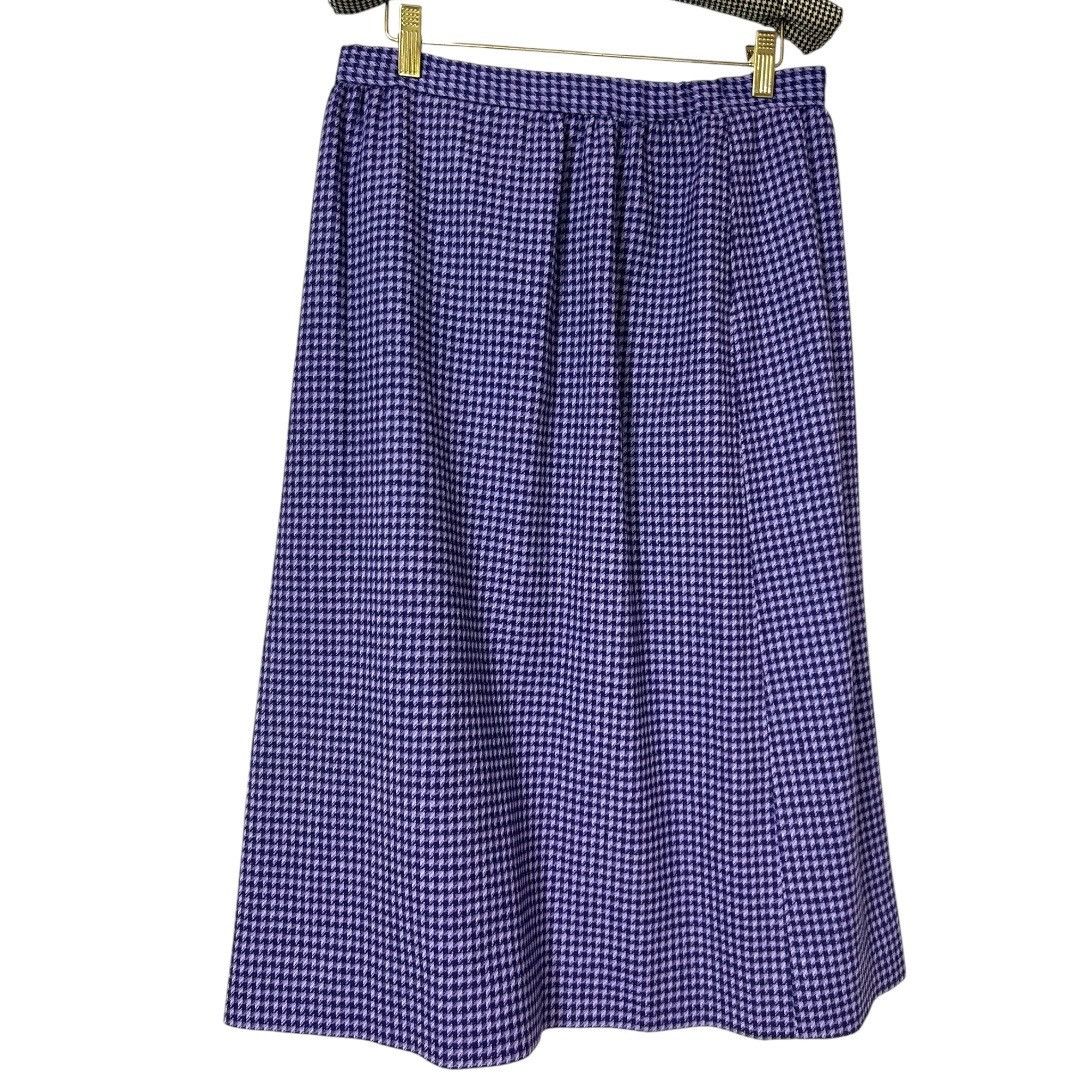 Pendleton Vintage Pendleton Purple Houndstooth Wool Skirt - Women's Si Size 34" / US 12 / IT 48 - 2 Thumbnail