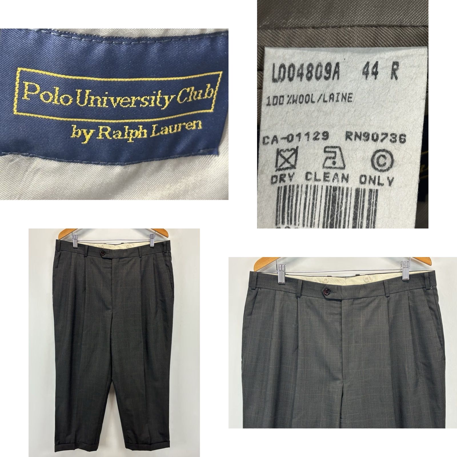 Vintage VINTAGE Ralph Lauren Polo University Club Suit Men’s 44R Wool Plaid 2-Piece Business Brown/Gray 35x27 Size US XXL / EU 58 / 5 - 8 Thumbnail