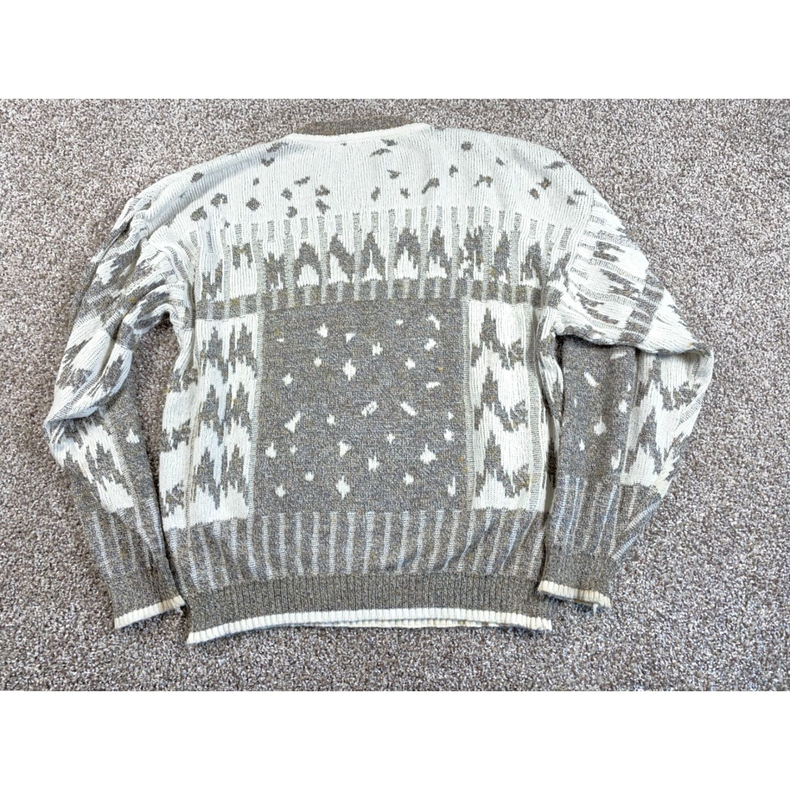 Vintage VTG 80s Bachrach Abstract Pattern Sweater Adult XL Beige Ivory (with flaws) Size US XL / EU 56 / 4 - 3 Thumbnail