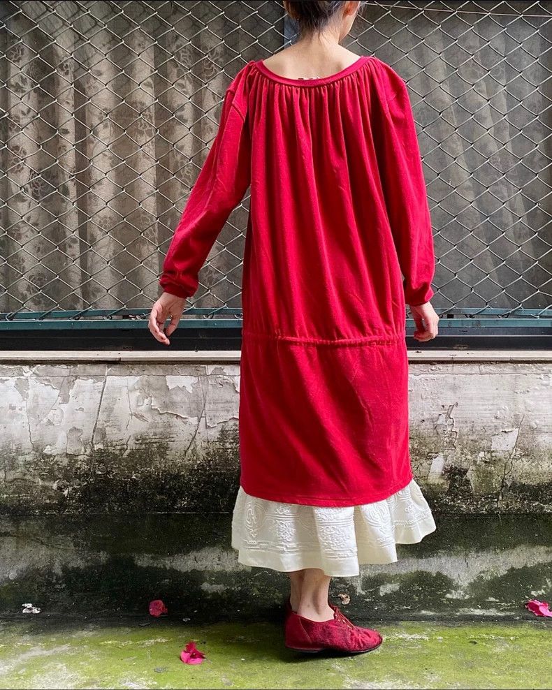 Kenzo KENZO Red velvet vintage dress Size M / US 6-8 / IT 42-44 - 2 Thumbnail