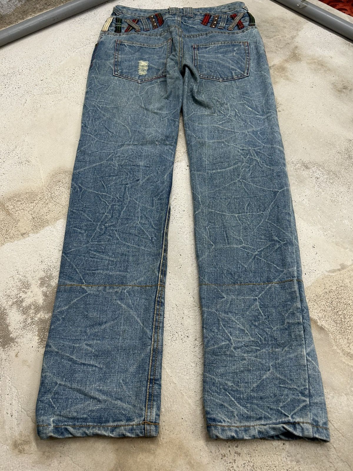Hysteric Glamour Wave List Double Japan Waist Clawn Marks Cracked Washed Size US 31 - 2 Thumbnail