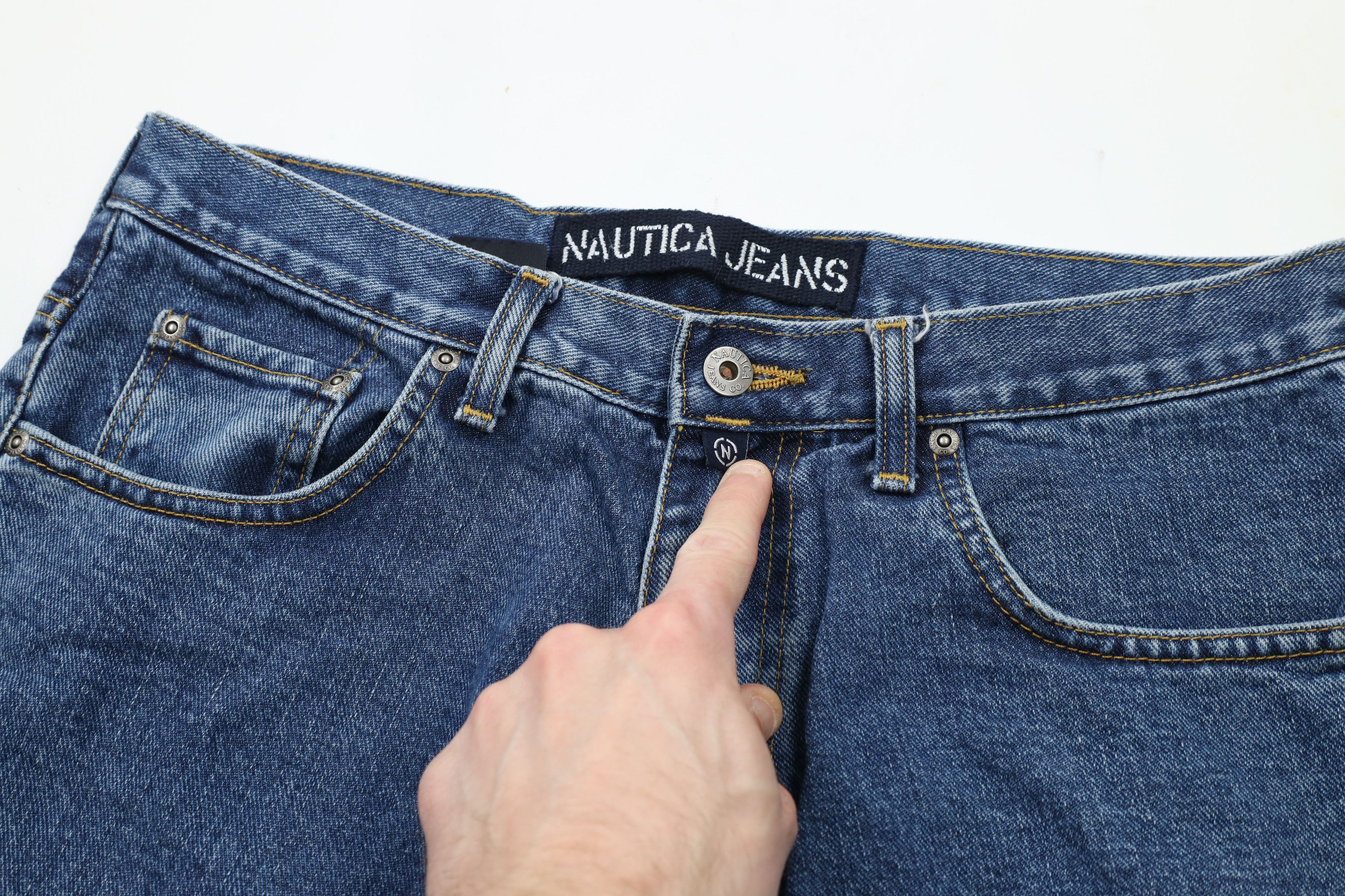 Nautica × Vintage Vintage 90s Nautica Out Baggy Wide Leg Denim Jeans Blue Size US 32 / EU 48 - 6 Thumbnail