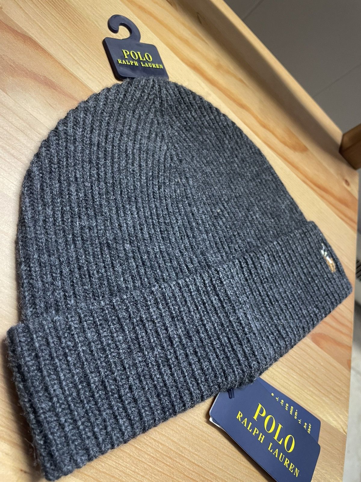Polo Ralph Lauren Polo Ralph Lauren Beanie Dark Grey Hat RL Knit Wool NWT Size ONE SIZE - 2 Thumbnail