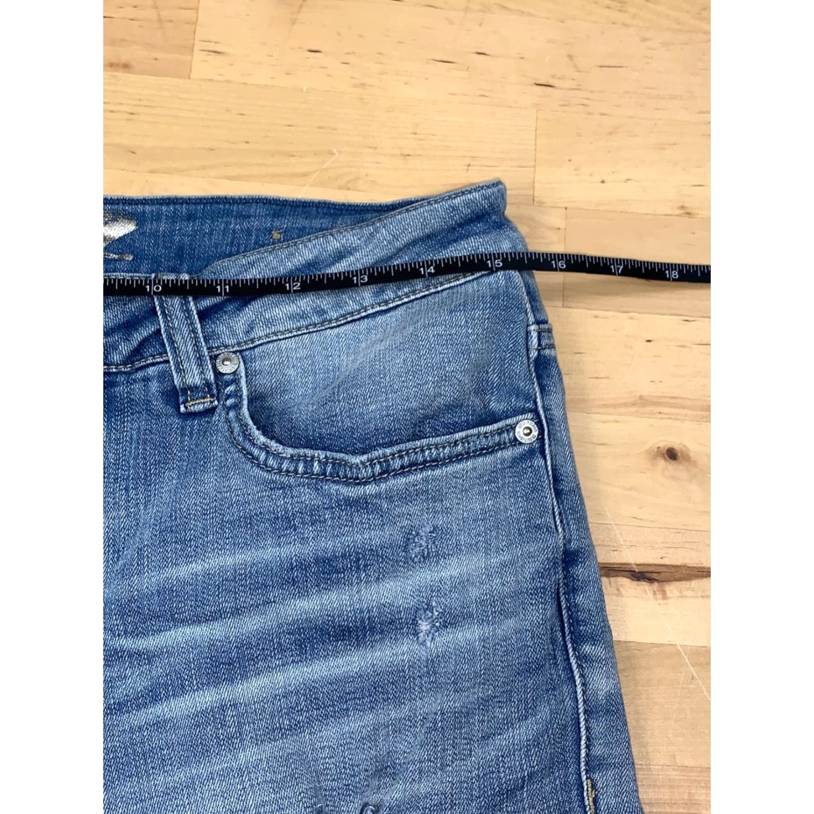 Vintage Seven7 Womens Jeans Slim Straight Blue Size 8 Distress 5115 Denim Mid Rise 30 In Inseam Regular Size 30" / US 8 / IT 44 - 7 Thumbnail