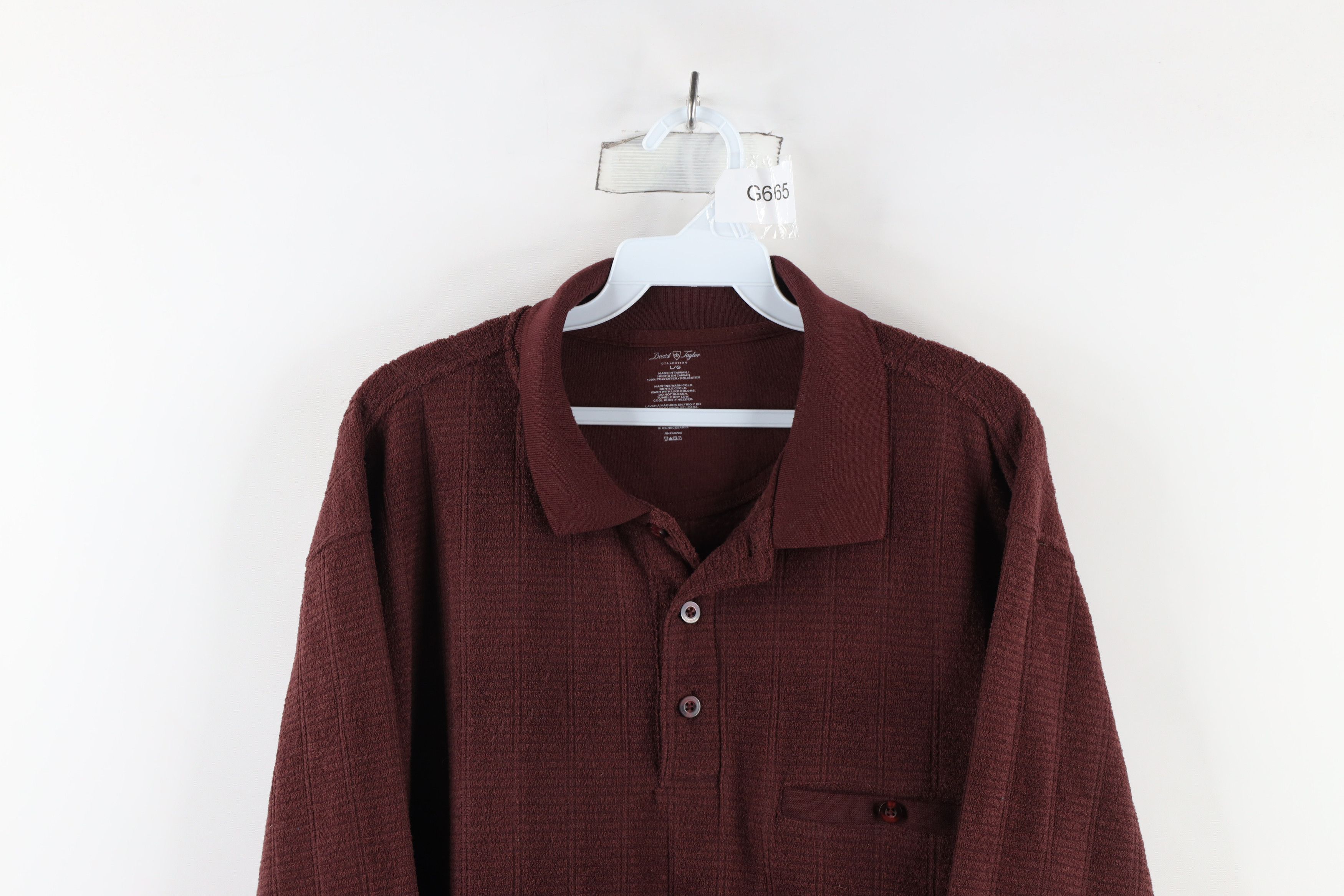 Vintage Vintage 90s Streetwear Terry Cloth Collared Sweater Red Size US L / EU 52-54 / 3 - 2 Thumbnail