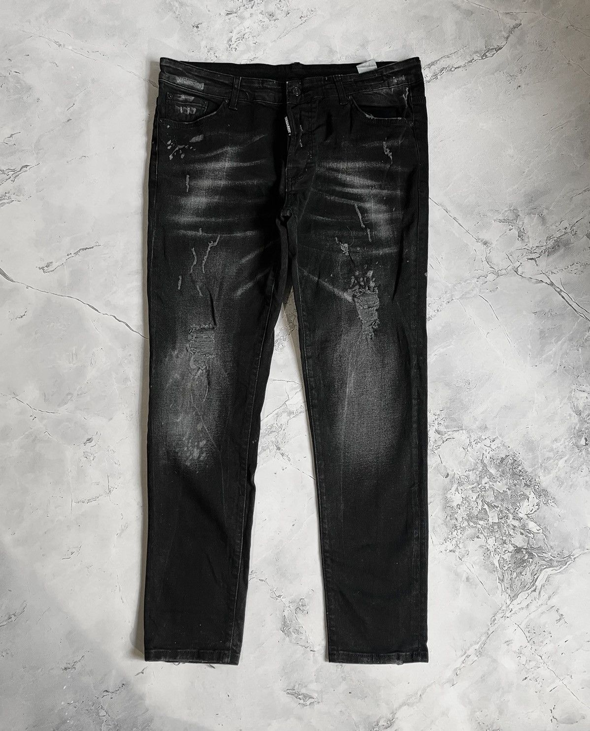 Dsquared2 Distressed Denim Painted Pants