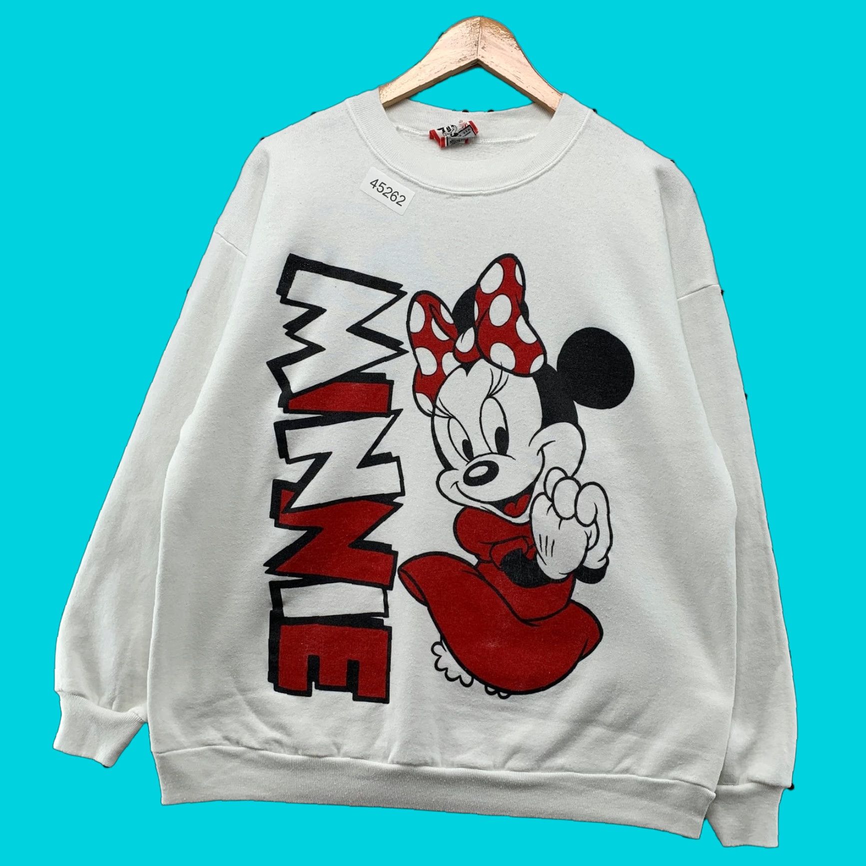Disney VINTAGE Disney Minnie Mouse Sweatshirt Women XL White Red Double Sided Made USA Size XL / US 12-14 / IT 48-50 - 1 Thumbnail