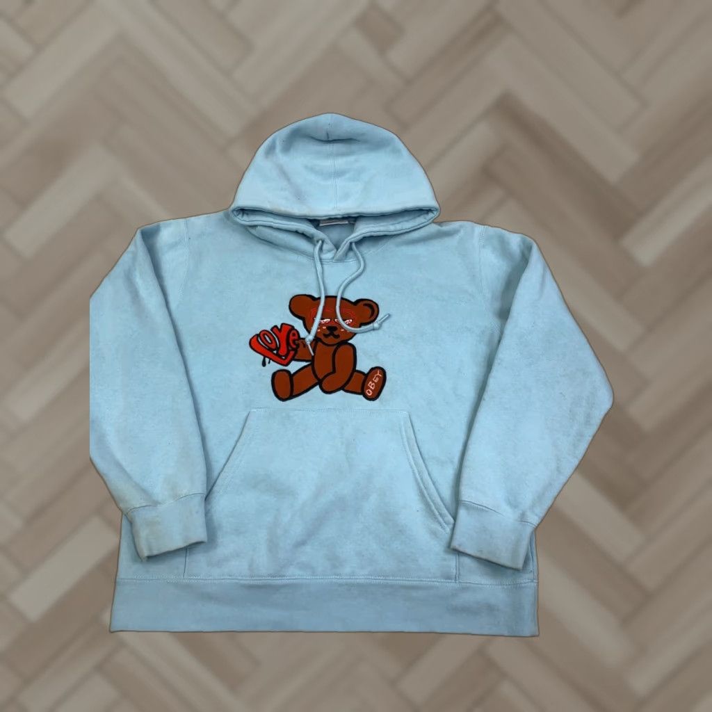Obey OBEY Mellow Bear Hoodie Blue Womens S Pullover Embroidered 10951 Size S / US 4 / IT 40 - 1 Thumbnail