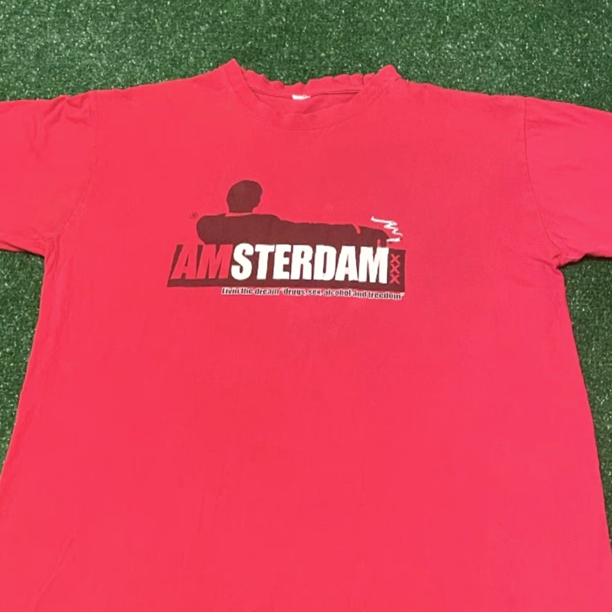 Vintage VINTAGE Amsterdam The Dream Drugs Sex Alcohol Freedom VTG Shirt Mens M Red 90s Skater Hip Hop Punk Funny College Size US M / EU 48-50 / 2 - 3 Thumbnail