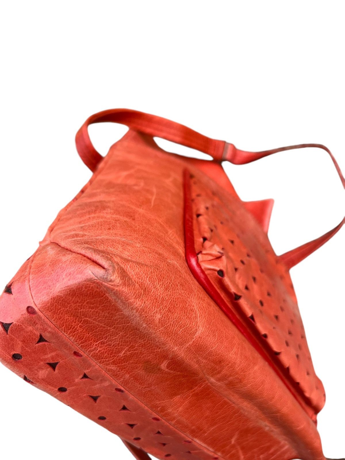 Leather VTG Produced by KOU Japan Fade Patina Punched Leather Bag Size ONE SIZE - 18 Thumbnail