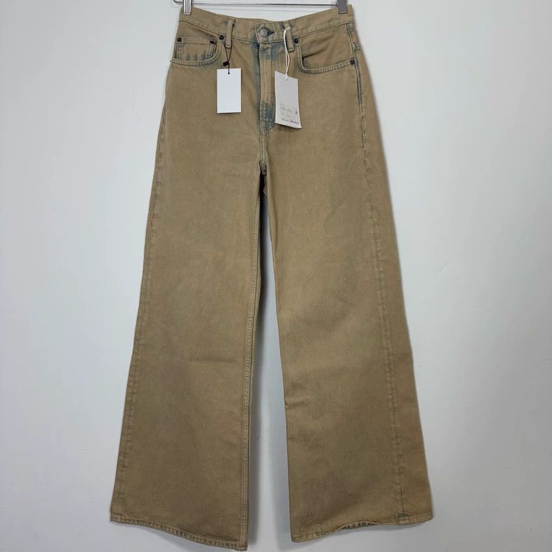 Acne Studios Beige High-Waist Wide-Leg Jeans