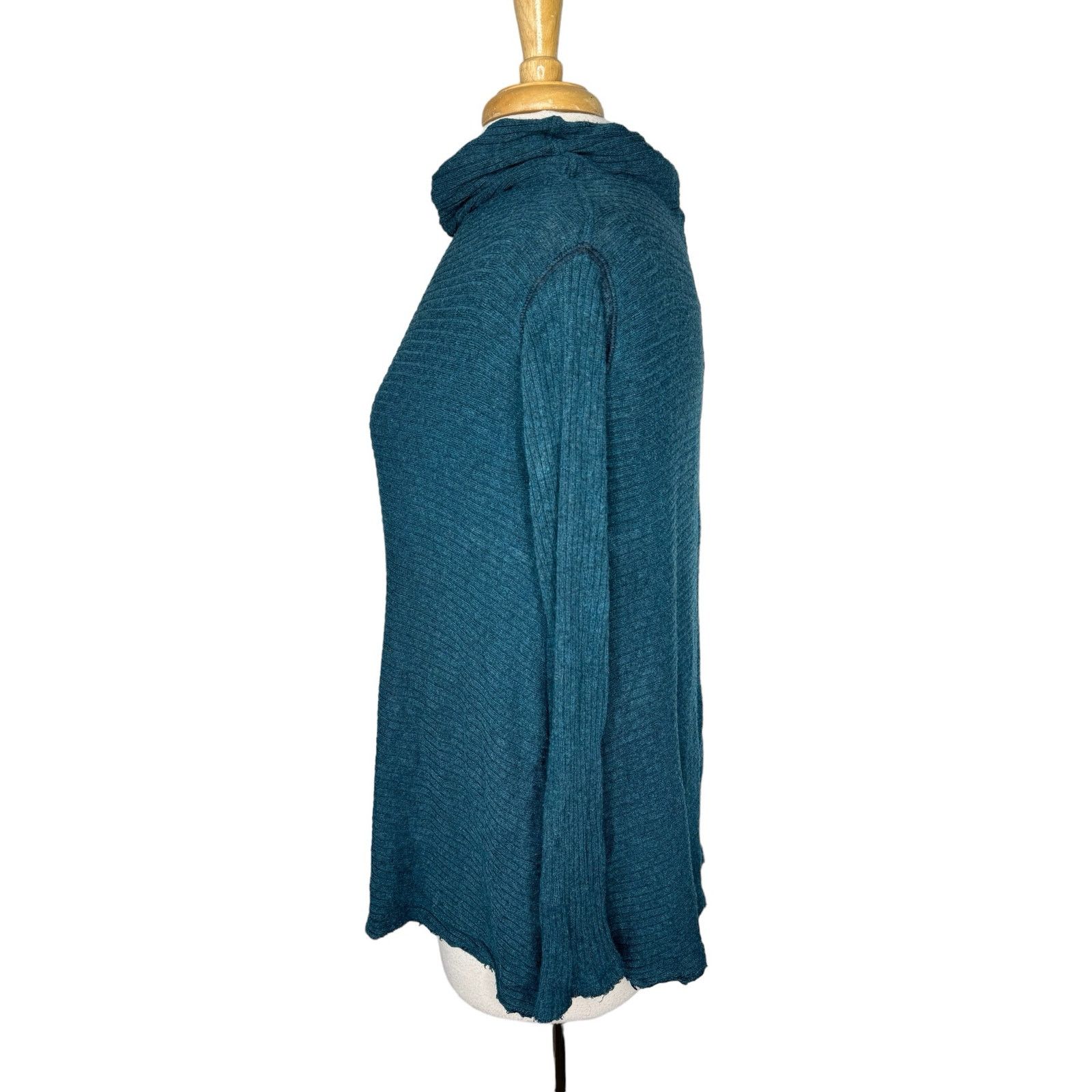 Free People WE THE FREE People Lover Rib Teal Blue Split Long Top XS Size XS / US 0-2 / IT 36-38 - 2 Thumbnail