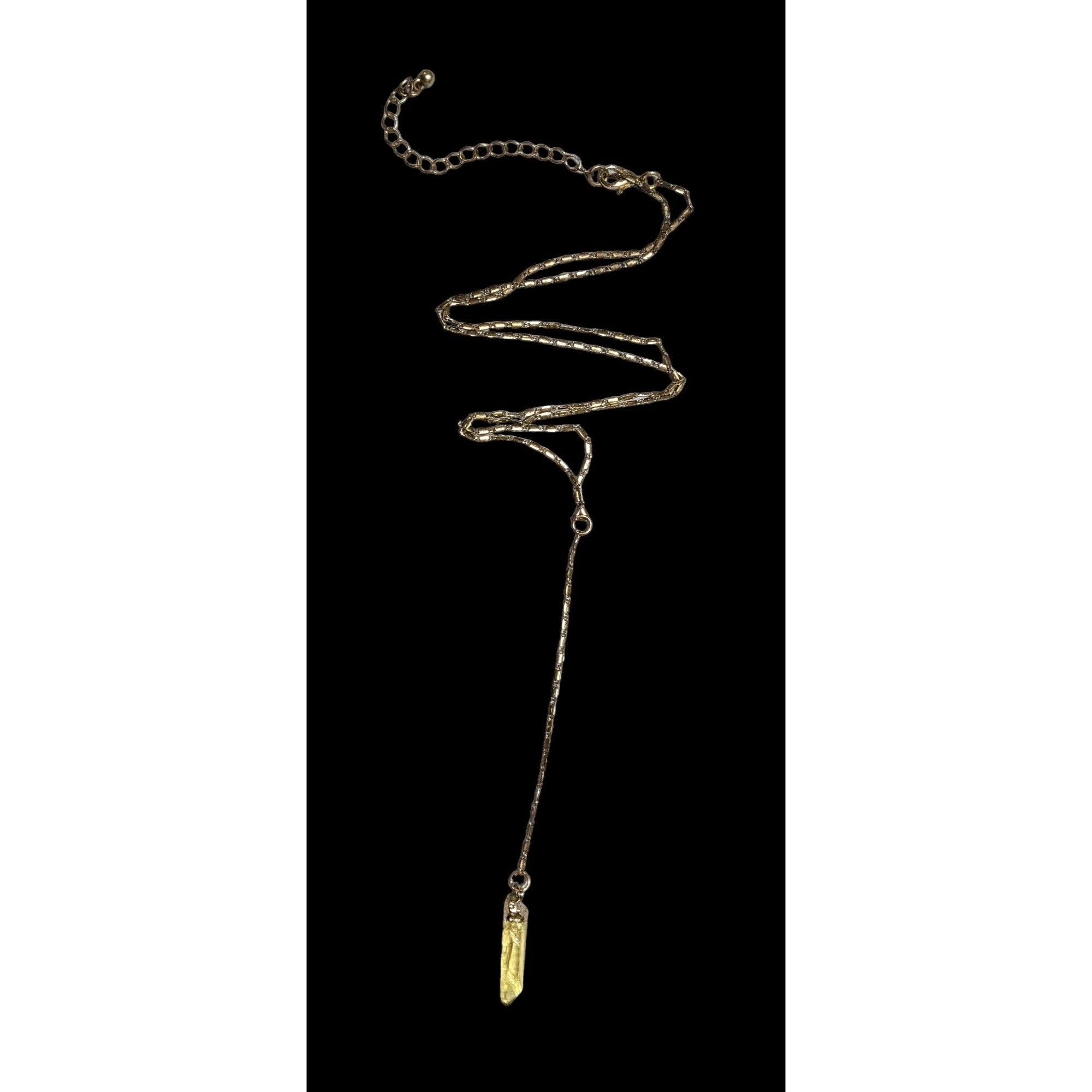 Other Yellow Crystal Pendant Gold Lariat Necklace Size ONE SIZE - 1 Thumbnail