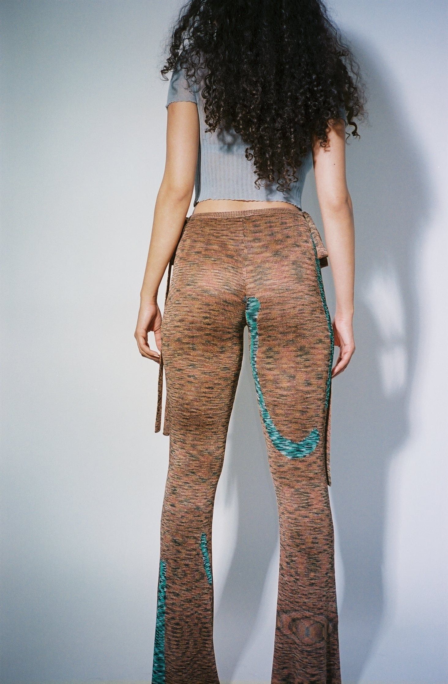 Eckhaus Latta Eckhaus Latta Glitch Knit Brown & Green Pattern Flare Pants Size 28" / US 6 / IT 42 - 6 Thumbnail