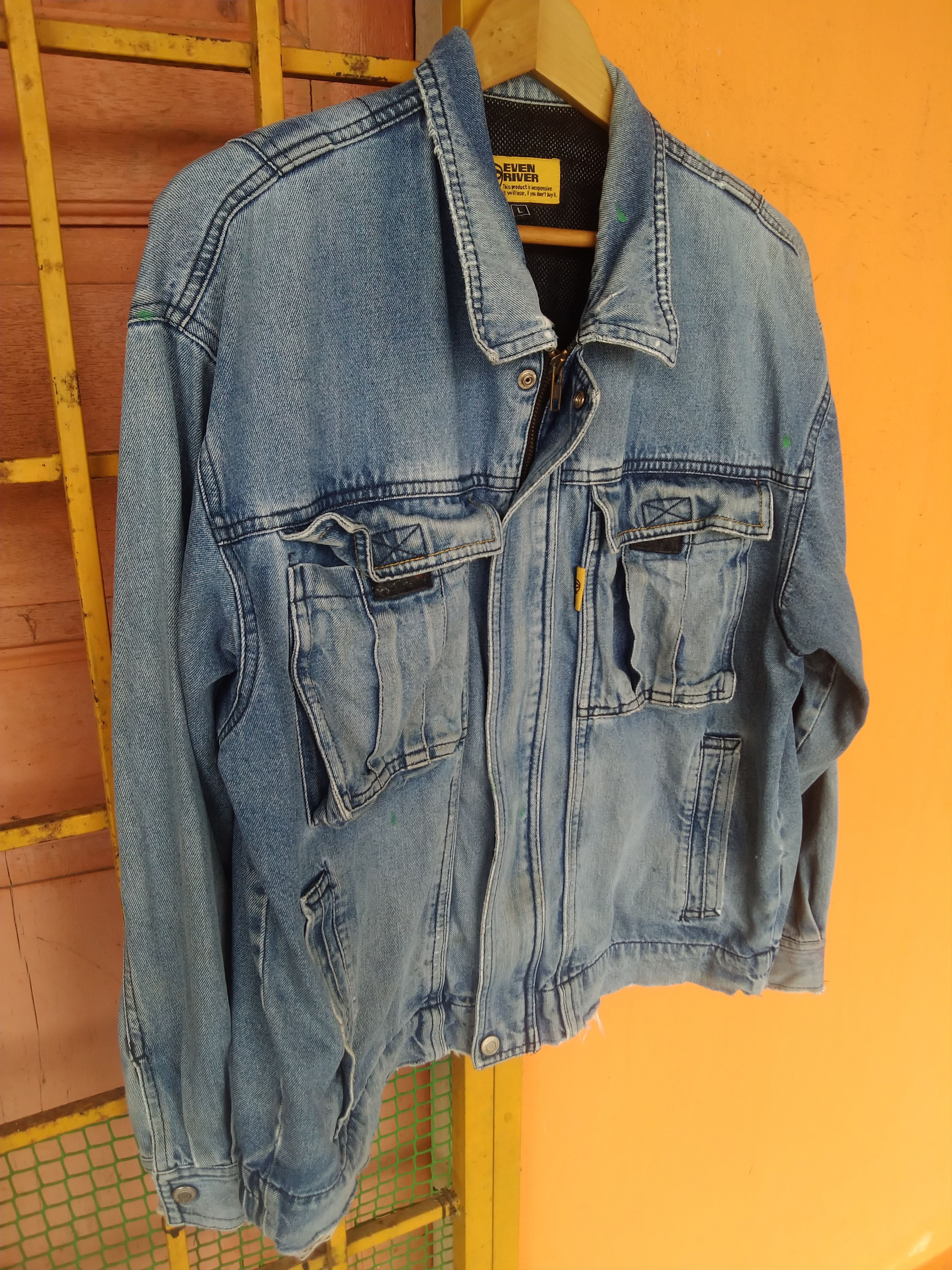 Japanese Brand × Vintage Even River Distressed Denim Jacket Size US L / EU 52-54 / 3 - 3 Thumbnail