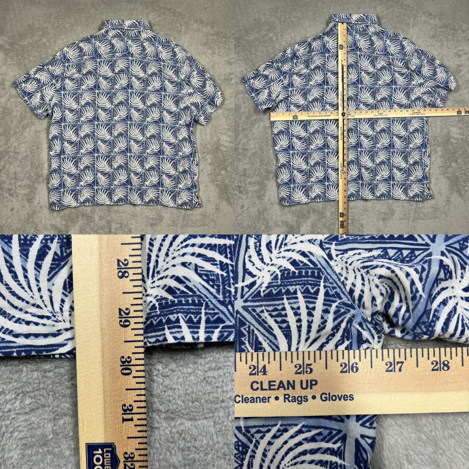 Nat Nast Nat Nast Button-Up Shirt Men Hawaiian Blue Floral Leaf Silk Cotton 2XL Casual Geometric Microfiber Buttons Short Sleeve Collared Spread Vintage No Size US XXL / EU 58 / 5 - 9 Thumbnail